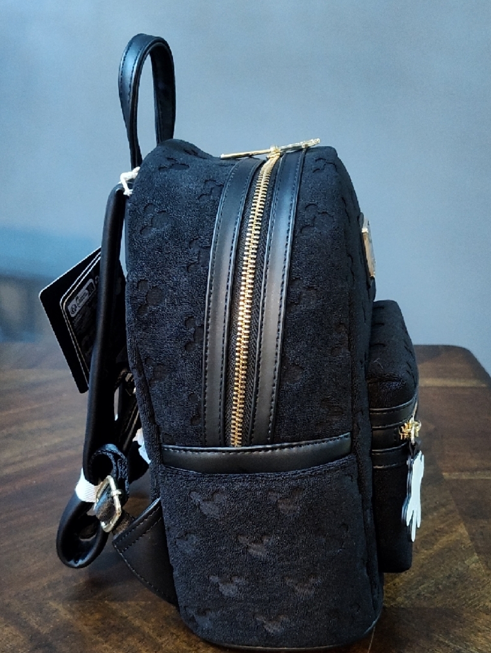 Disney Black Mini Backpack with Embossed Mickey Pattern - Picture 4 of 6